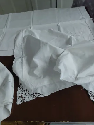 3 federe ricamate a mano lino cotone