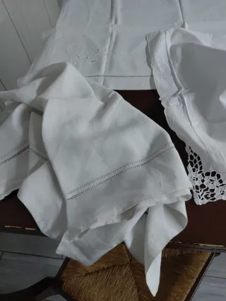 3 federe ricamate a mano lino cotone