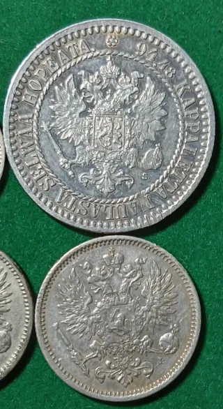 4 Monedas Plata Finlandia 1865-1898