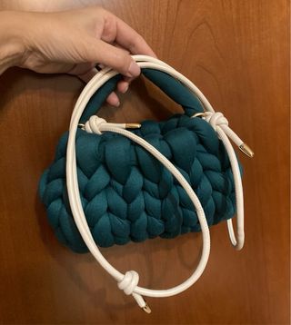 Borsetta filato, Marshmallow con manico e tracolla