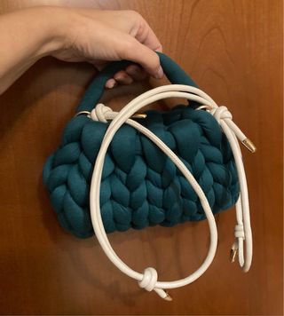 Borsetta filato, Marshmallow con manico e tracolla