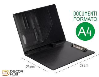 Cartellina A4 Pelle PU Nera Multicolore