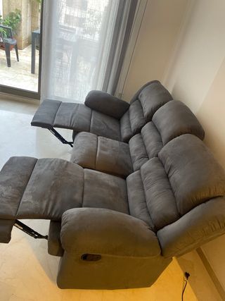 Sofá 3 plazas gris abatible