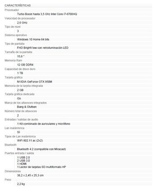 Portatile HP Pavilion 15-bc008ns 15,6''