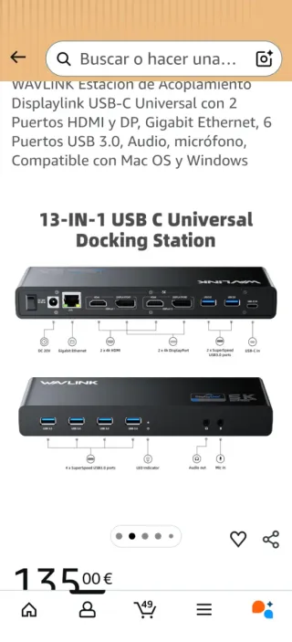 Estación Acoplamiento WAVLINK USB-C Displaylink