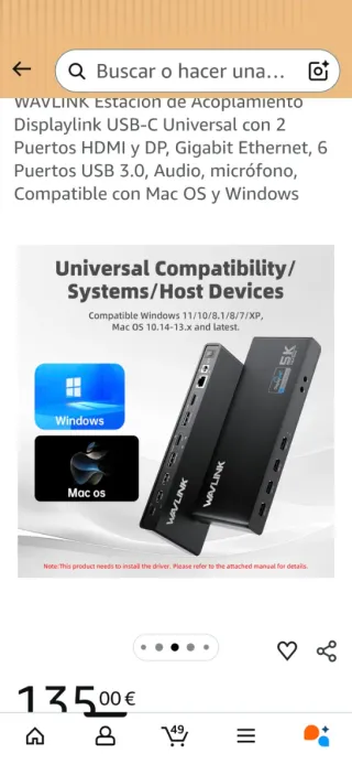 Estación Acoplamiento WAVLINK USB-C Displaylink