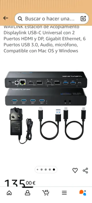 Estación Acoplamiento WAVLINK USB-C Displaylink