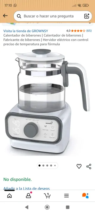 Calienta biberones y hervidor de agua Grownsy