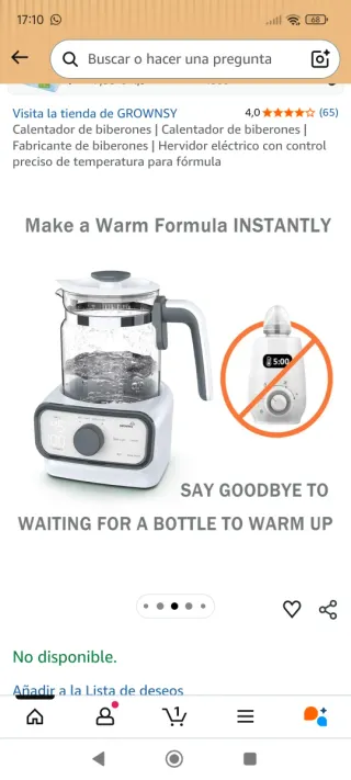 Calienta biberones y hervidor de agua Grownsy