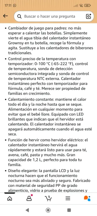 Calienta biberones y hervidor de agua Grownsy