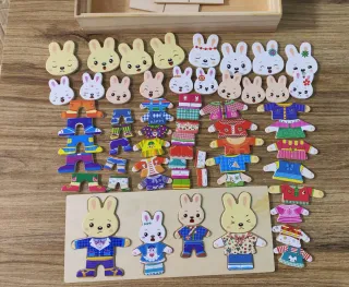 Juego de mesa de conejos para vestir