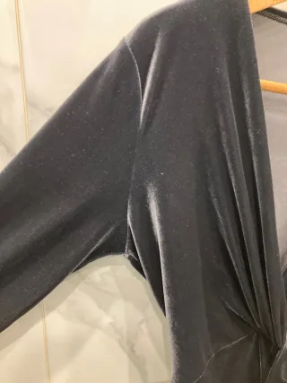 Vestido Terciopelo Gris Manga Larga