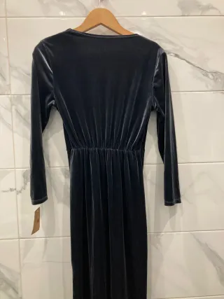 Vestido Terciopelo Gris Manga Larga