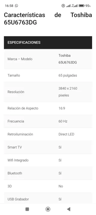 Televisor 65 pulgadas Toshiba