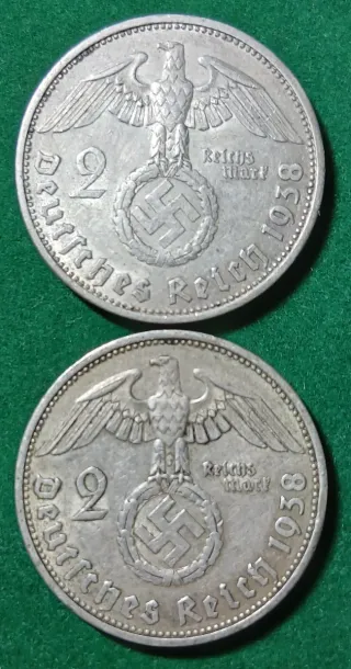 2 Monedas Plata Alemania 1938