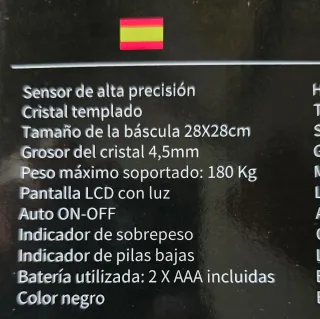 Báscula baño digital cristal templado + pilas.