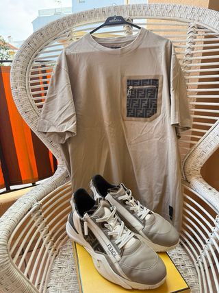 Fendi Flow Sneakers Grises y Multicolor