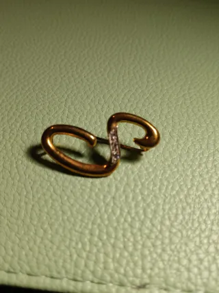 Spilla vintage oro 18k lettera S zirconi