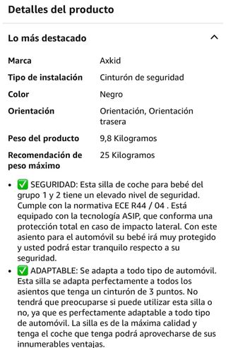 Silla de coche Axkid Move Grupo 1-2 Gris