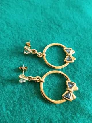 Pendientes vintage aro con lazo azul