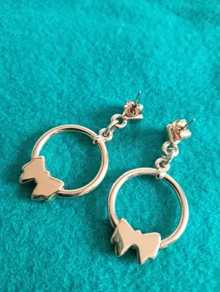 Pendientes vintage aro con lazo azul