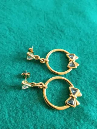 Pendientes vintage aro con lazo azul