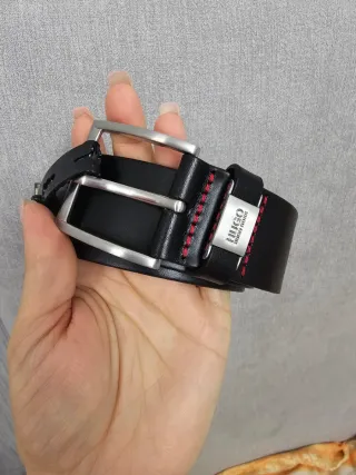 Cinturón Hugo Boss Negro Piel Hebilla Metálica