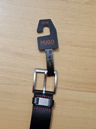 Cinturón Hugo Boss Negro Piel Hebilla Metálica
