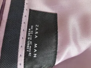 Traje Zara Lana y Seda gris y morado.