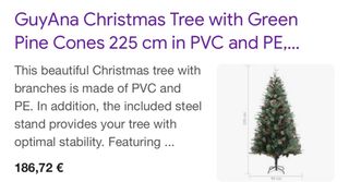 Árbol Navidad GuyAna 225cm con piñas y bayas