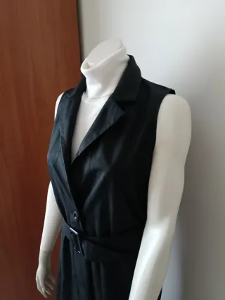 Blazer largo de piel negro