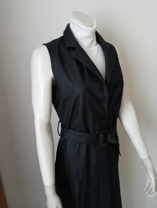 Blazer largo de piel negro