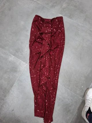Falda larga lentejuelas roja