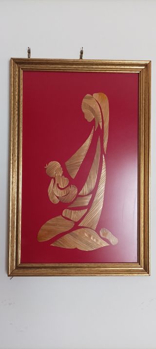 Quadro Madonna con Bambino in legno