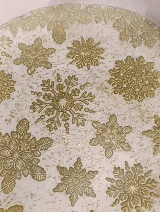 Piatto decorativo Natale fiocchi neve oro