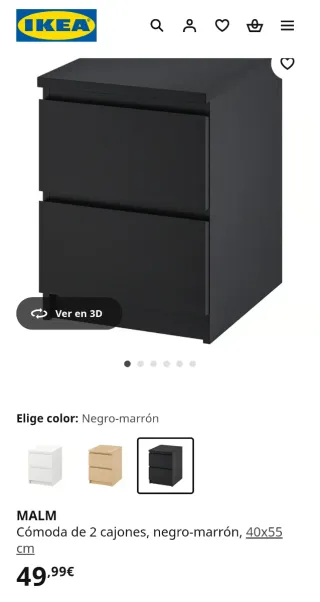 Mesita de noche IKEA MALM de madera oscura