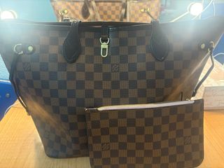 Bolso neverfull MM Damier Ebène rose ballerine