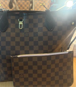 Bolso neverfull MM Damier Ebène rose ballerine