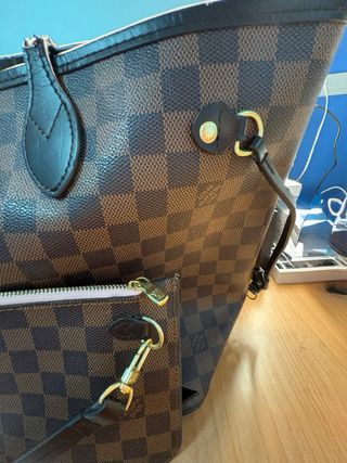 Bolso neverfull MM Damier Ebène rose ballerine