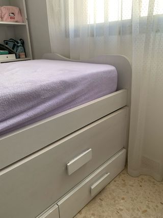 Cama nido doble con 2 colchones y tres cajones