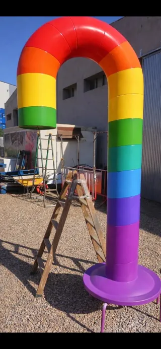 Bastón de caramelo gigante arcoíris