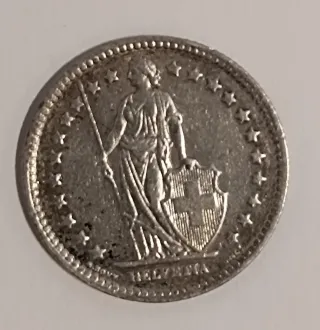 Moneda 1 Franco Suizo 1943 Helvetia