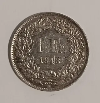 Moneda 1 Franco Suizo 1943 Helvetia