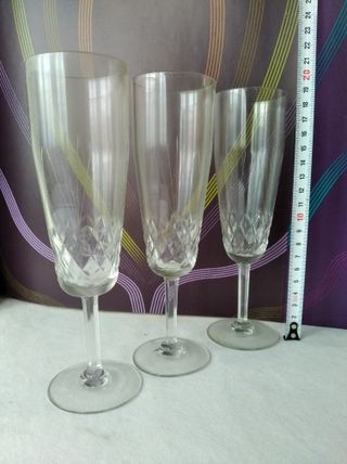 6 copas de cava cristal tallado antiguas