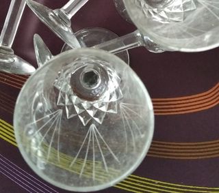 6 copas de cava cristal tallado antiguas