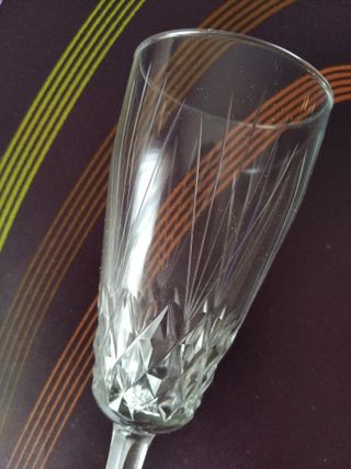 6 copas de cava cristal tallado antiguas