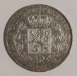 Moneda 5 Francos 1873 Leopoldo II