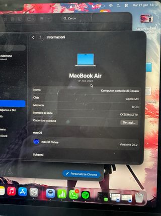 MacBook Air M3 256GB Argento