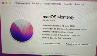 MacBook Air 13 2018 i5 1.6GHz 8GB RAM Oro