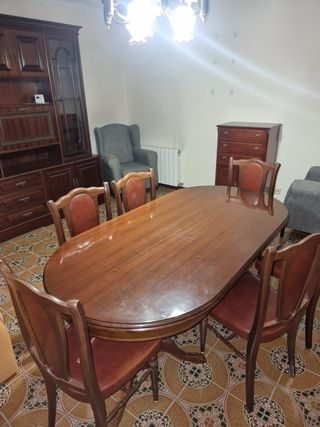 Mesa de comedor ovalada  y cinco sillas